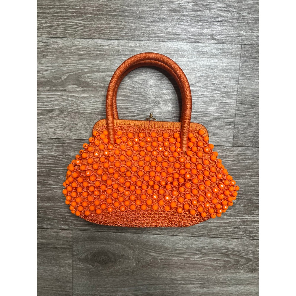 1960 vintage Orange Handbeaded Handbag